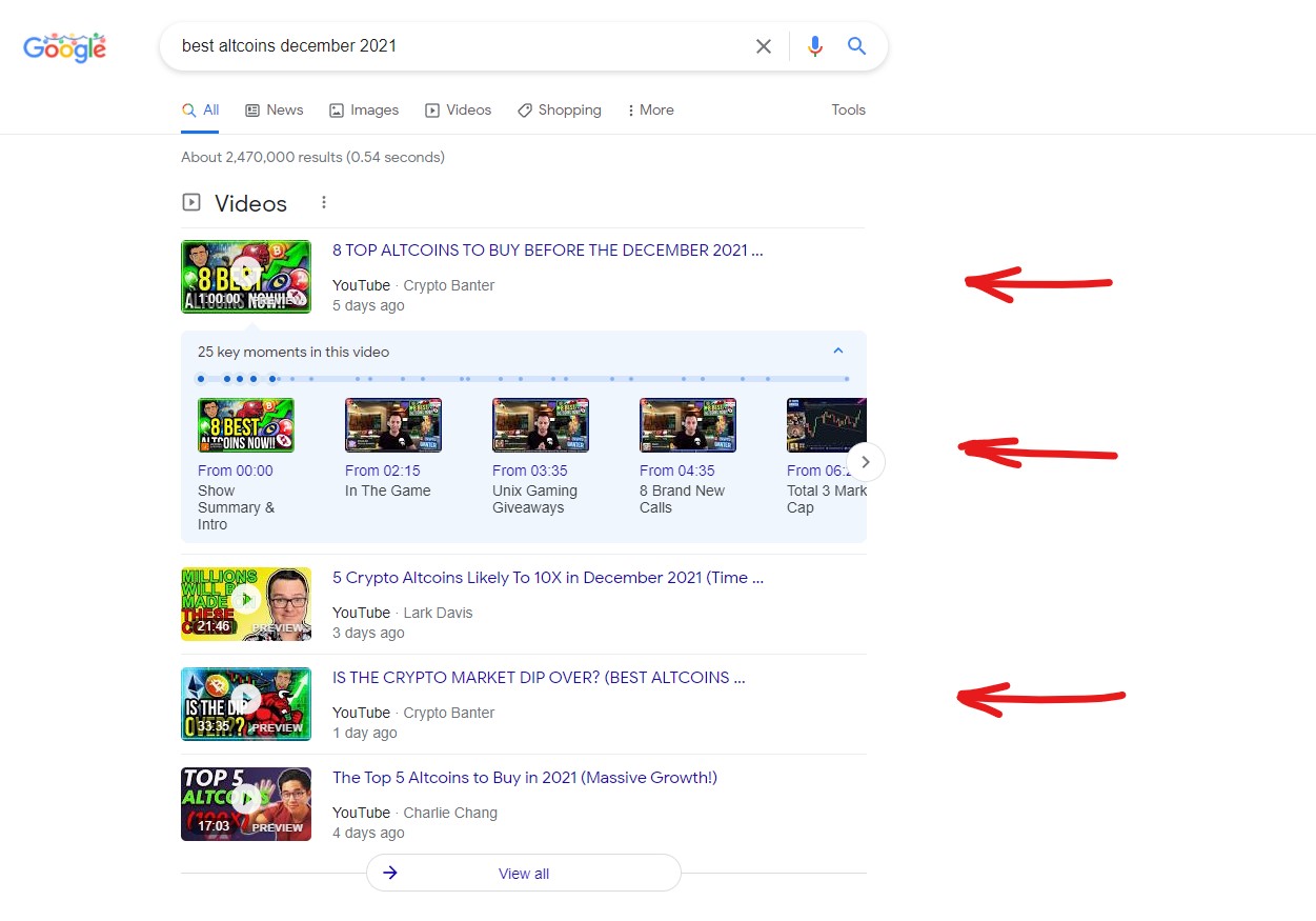 video seo crypto altcoins